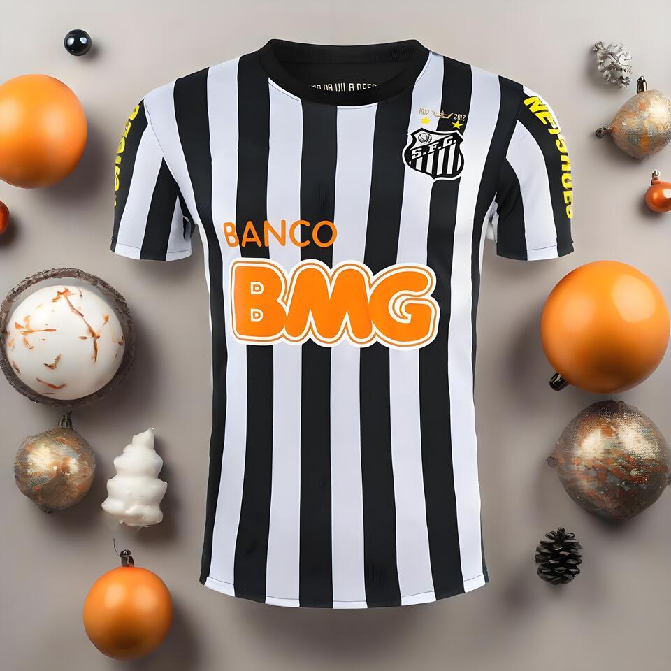 Santos 2012 Home Jersey BW - Classic Football Shirt, Vintage Soccer Jersey, Retro Athletic Apparel