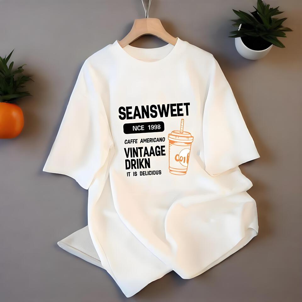 SEANSWEET Vintage Loose Fit T-Shirt Men's Casual Tee