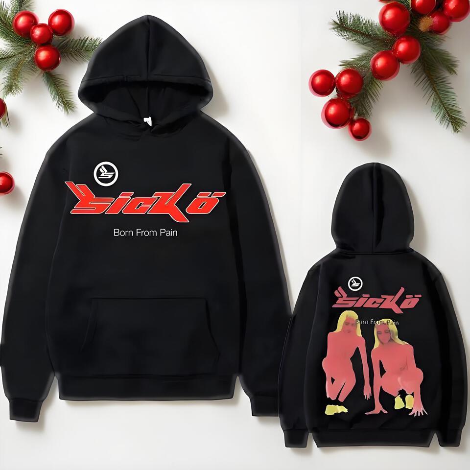 SickoSicko Black Hoodie Unisex Streetwear Graphic Print