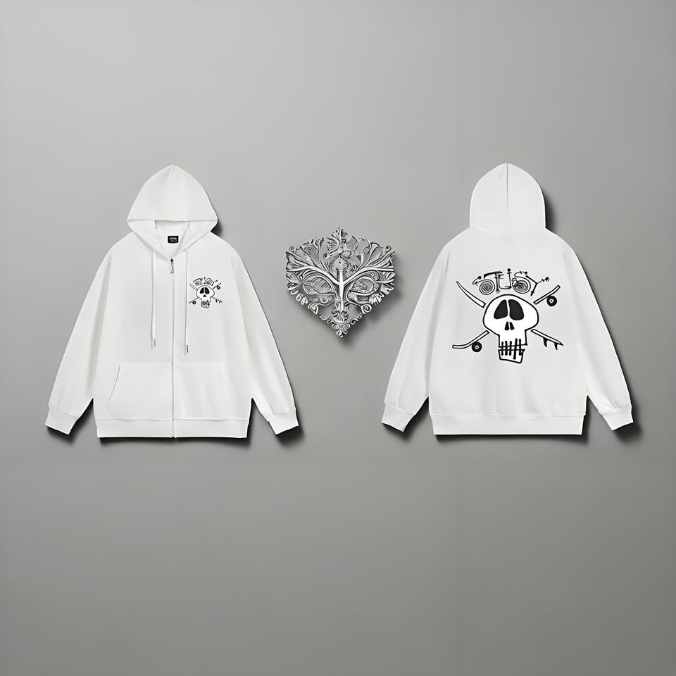 Skull Cotton Hoodie Unisex Streetwear Oversized Fit