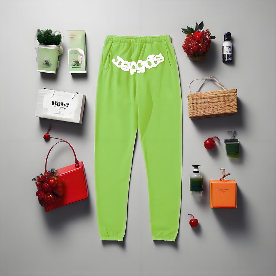 SP5DER Green Cotton-Polyester Blend Tapered Joggers
