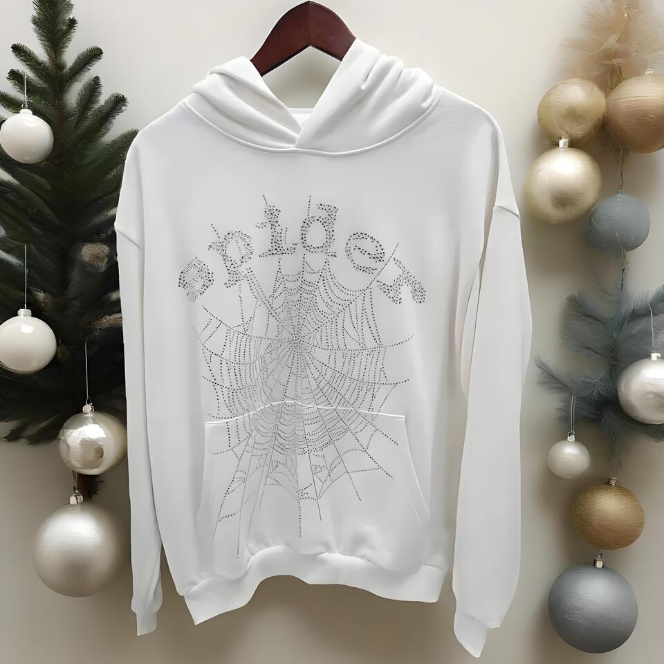 Sp5der Hoodie White Cotton Unisex Streetwear Sweatshirt