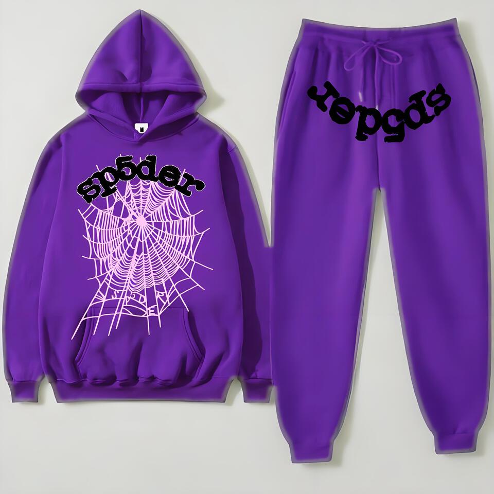 Sp5der Purple Hoodie And Jogger Set