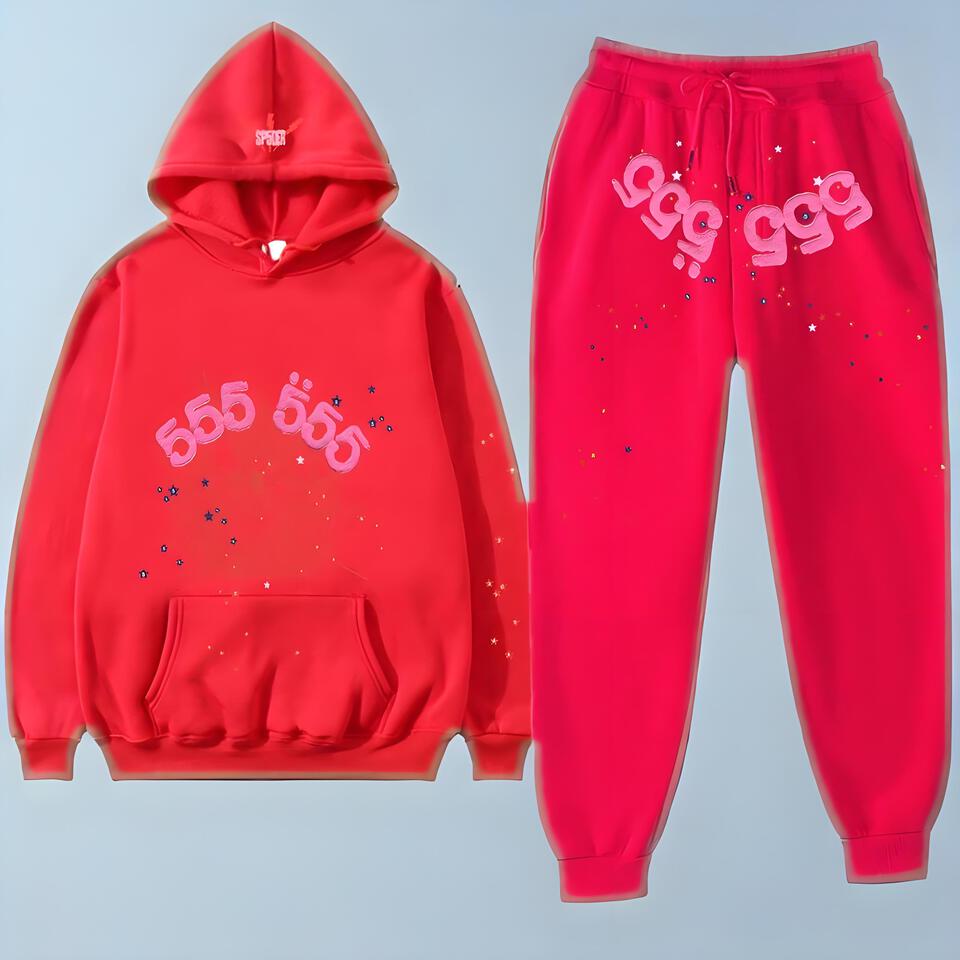 SPB Red 555 Sequin Hoodie Sweatsuit Set