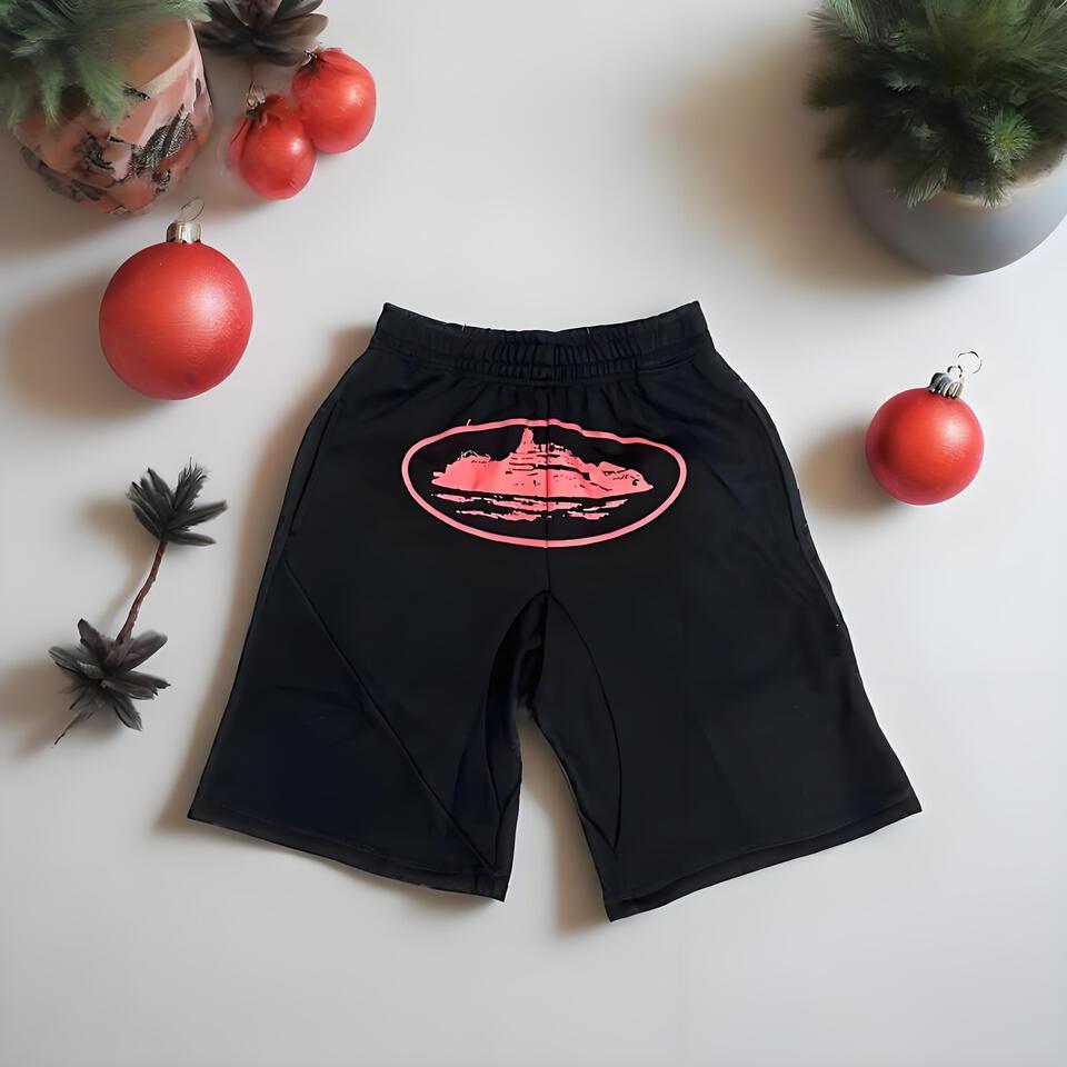[Specific Brand] Unique Series Black Pink Elastic Fitness Shorts