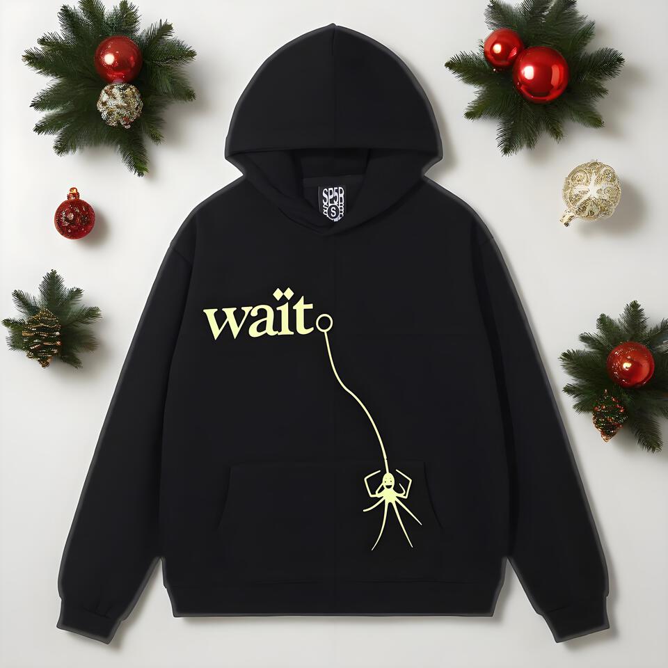 SPERG Black Cotton Hoodie Unisex Streetwear Casual Pullover