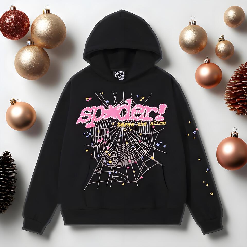 Spider Black Cotton Hoodie Unisex Streetwear Print