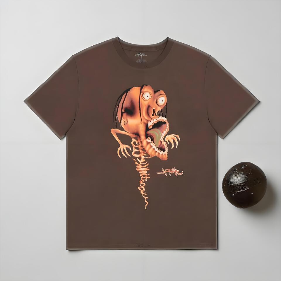 SPOK Cotton Dark Brown Cartoon Unisex T-Shirt