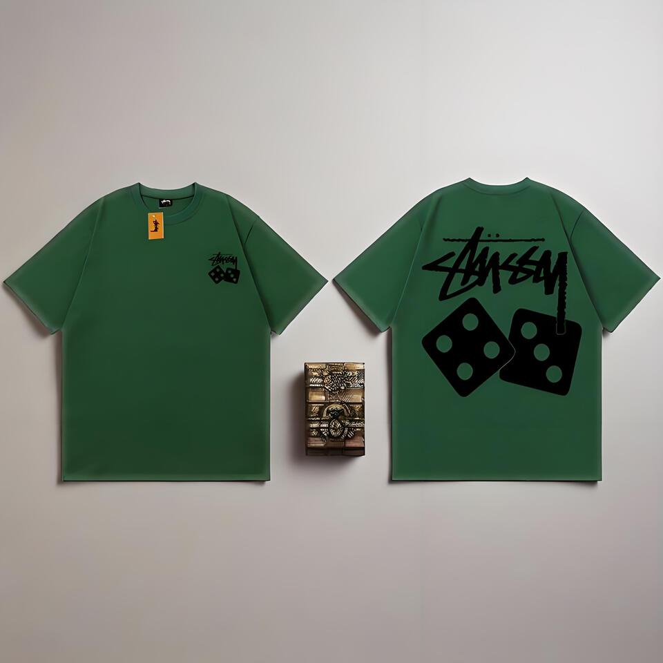 Stanley Green Cotton Loose Graffiti Dice Print Unisex Tee