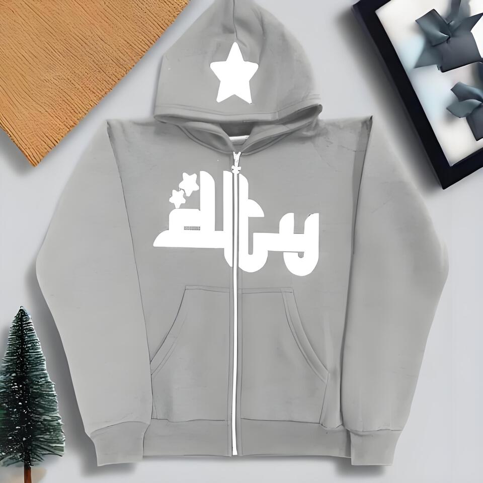 STARLUX Gray Cotton Hoodie Street Oversized Unisex