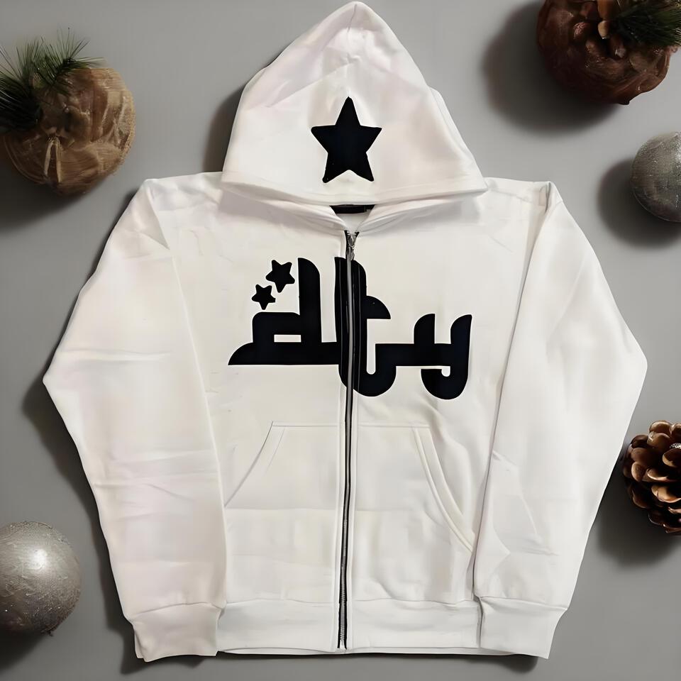 STARLUX White Hooded Cotton Sweatshirt Unisex Streetwear