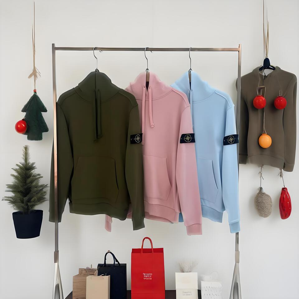 Stone Island Army Green Fleece Hoodie Unisex Outdoor