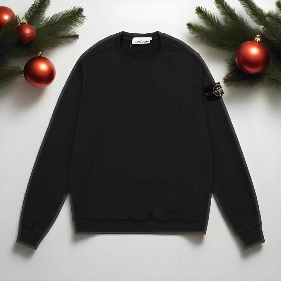 Stone Island Black Cotton Crewneck Sweatshirt With Badge