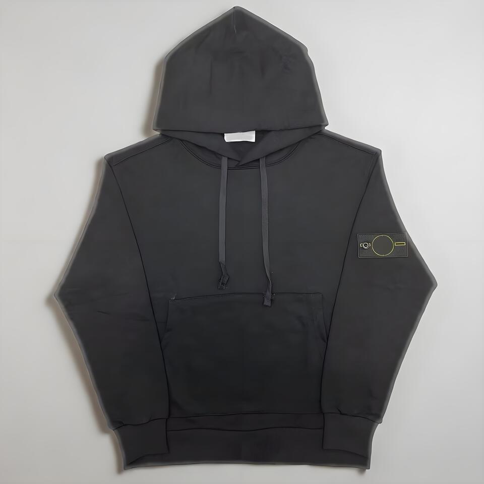 Stone Island Black Cotton Hoodie Unisex Streetwear Casual