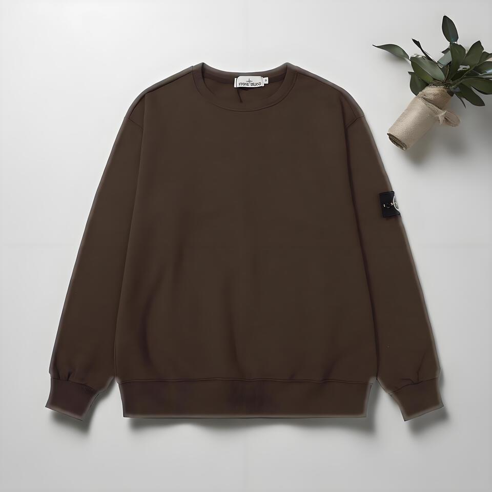 Stone Island Brown Cotton Crewneck Sweatshirt