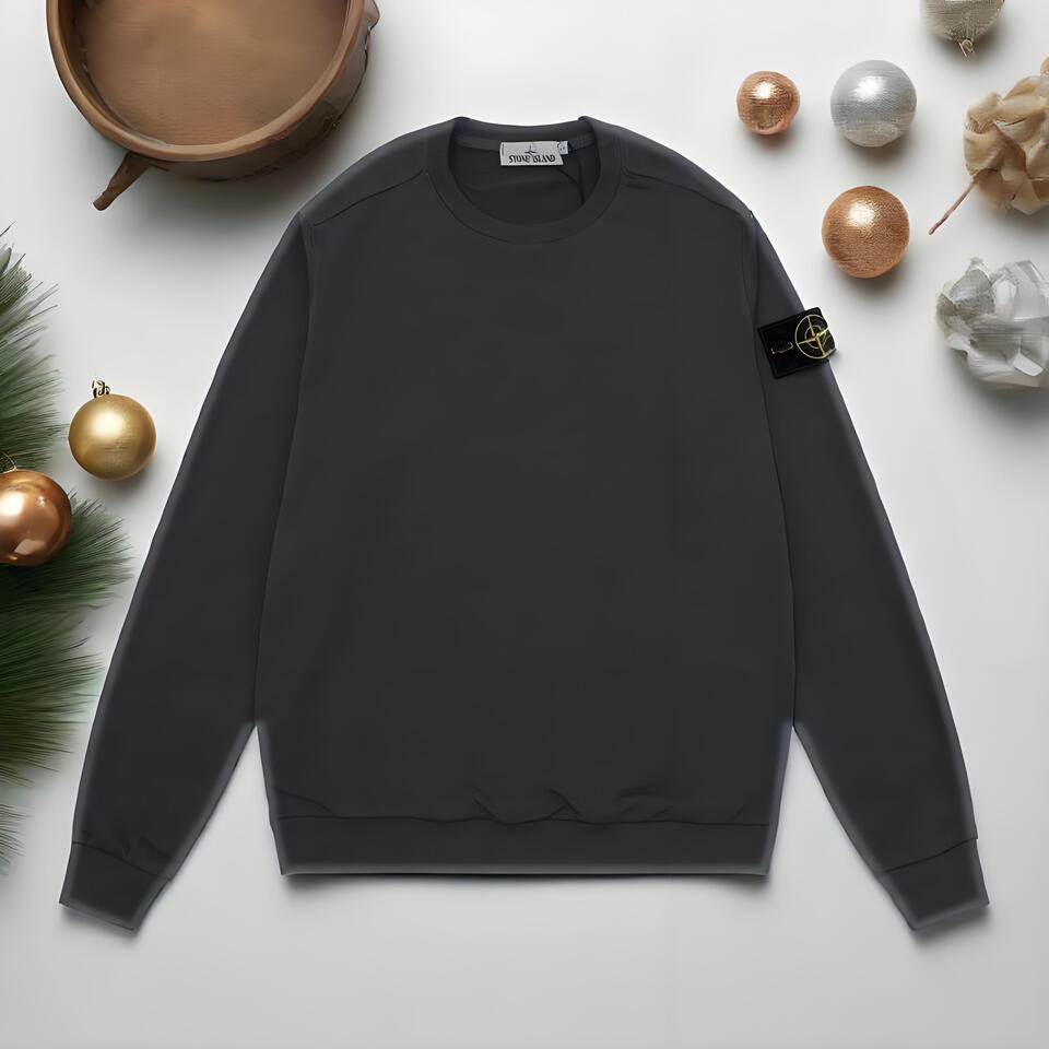 Stone Island Grey Cotton Classic Badge Crewneck Sweatshirt