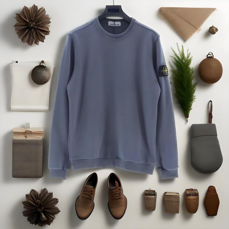 Stone Island Grey Cotton Crewneck Sweatshirt