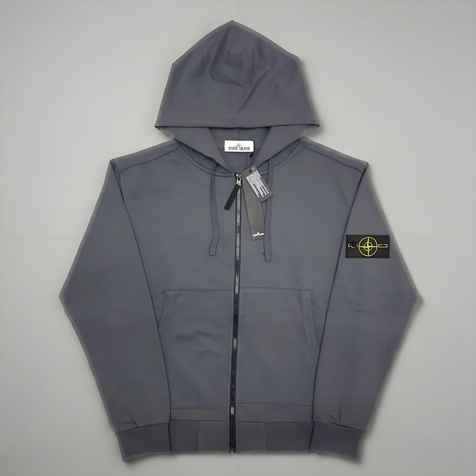 Stone Island Grey Cotton Hoodie Unisex Streetwear
