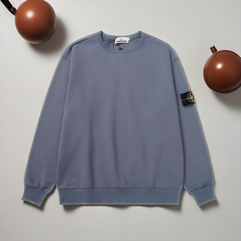 Stone Island Light Blue Cotton Crewneck Sweatshirt Unisex