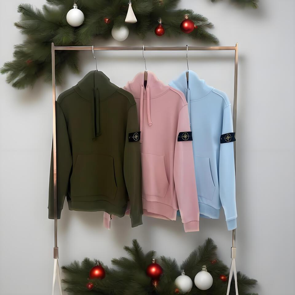 Stone Island Military Green Unisex Hooded Cotton Sweatshirt