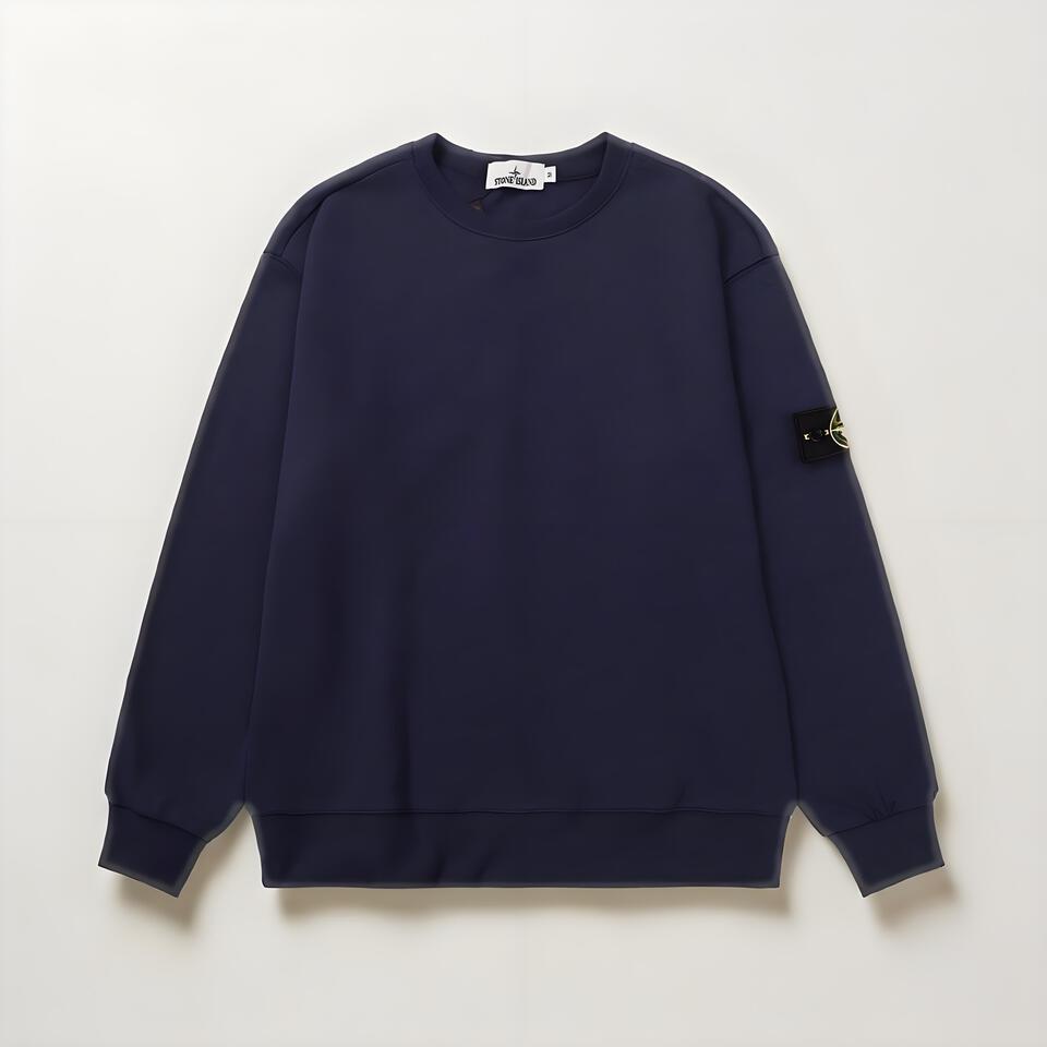 Stone Island Navy Blue Cotton Crewneck Sweatshirt Unisex