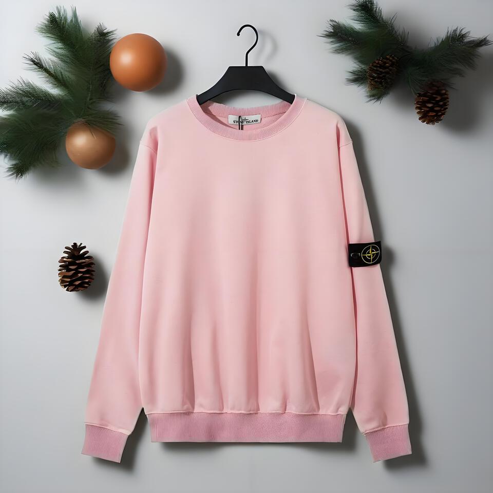 Stone Island Pink Cotton Crewneck Sweatshirt