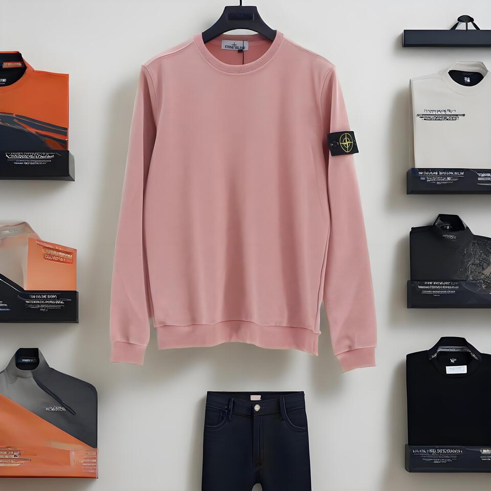 Stone Island Pink Cotton Crewneck Sweatshirt Outdoor Tech Streetwear