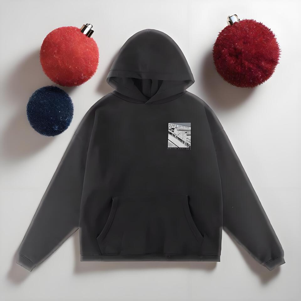 Street Art Print Black Cotton Hoodie Unisex Oversized Casual