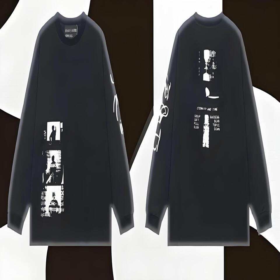 Street Faction Black Long Sleeve T-Shirt Oversized Graffiti Print