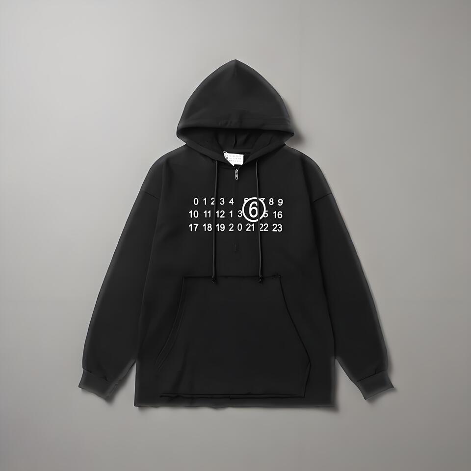 Streetwear Loose Fit Digital Print Black Hoodie