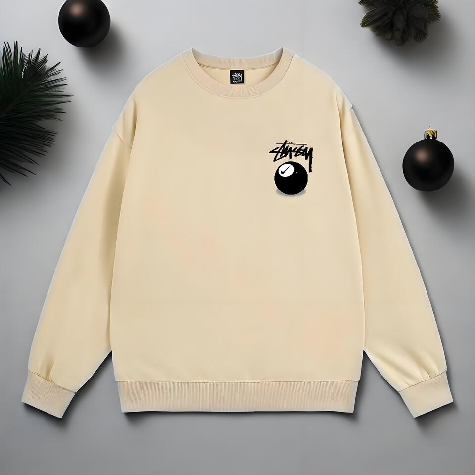 Stüssy Beige Color Block Crewneck Sweatshirt | Classic & Warm Minimalist Style