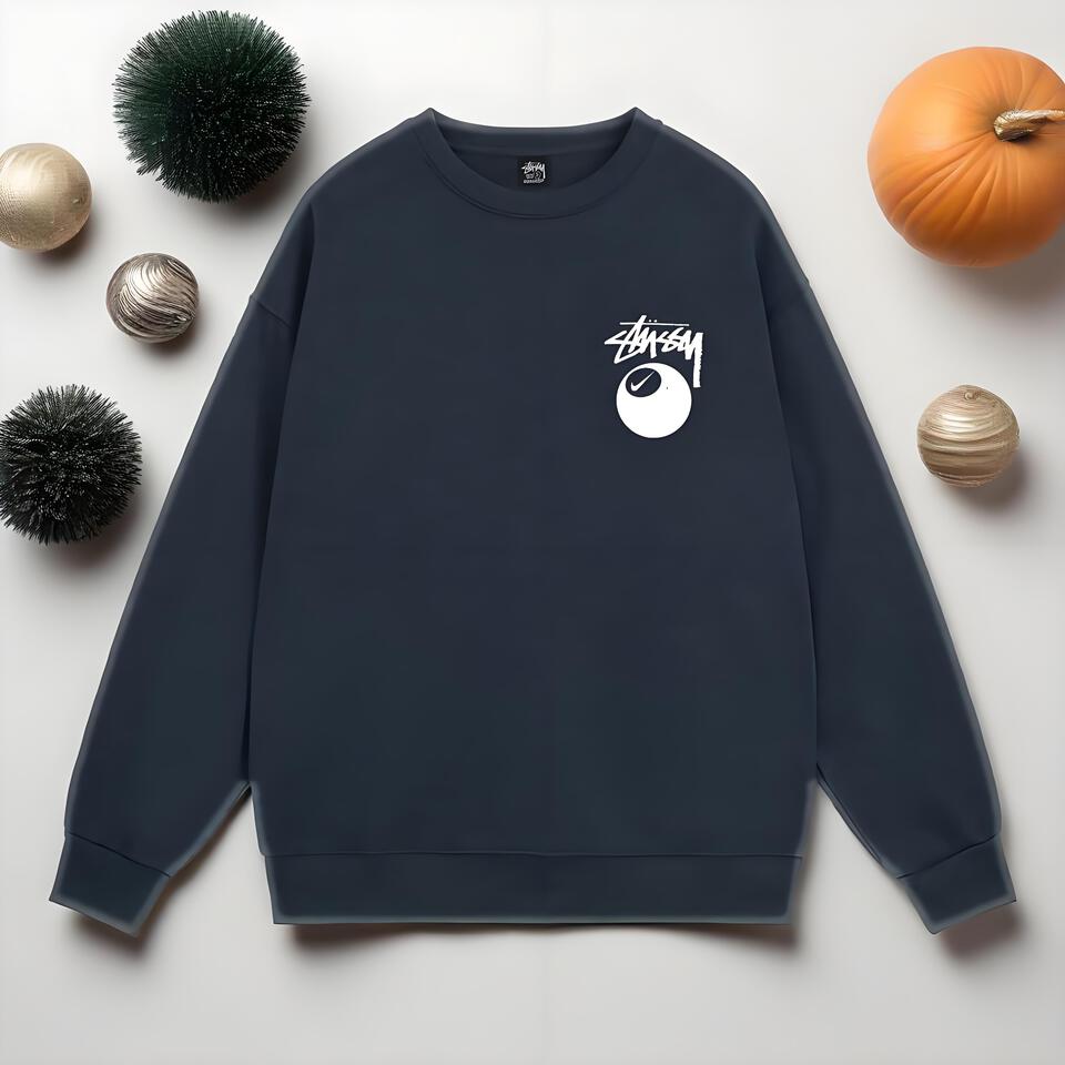 Stüssy Navy Cotton Crewneck Sweatshirt | Basic Streetwear Pullover