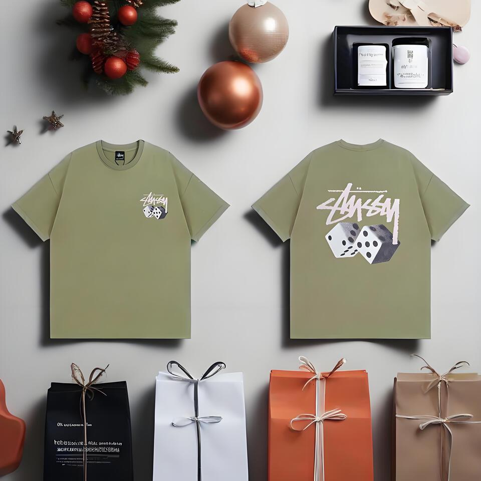 Stüssy Olive Green Oversized Cotton T-Shirt Unisex Streetwear