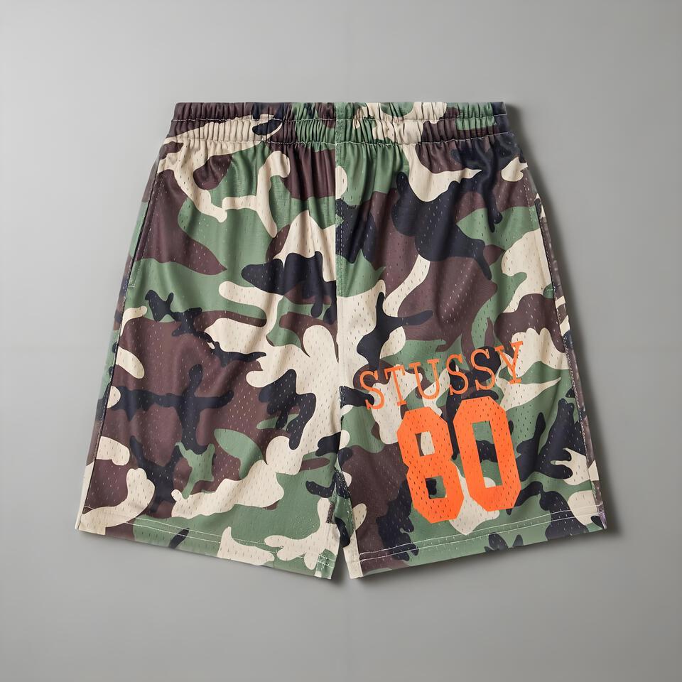 STUSSY 80s Camo Shorts Vintage Streetwear Fashion Shorts for Men