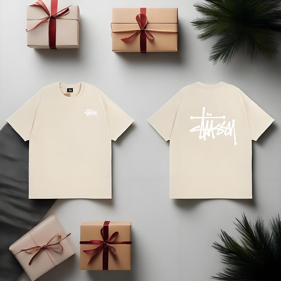 Stussy Beige Cotton Graffiti Unisex Loose Fit T-Shirt