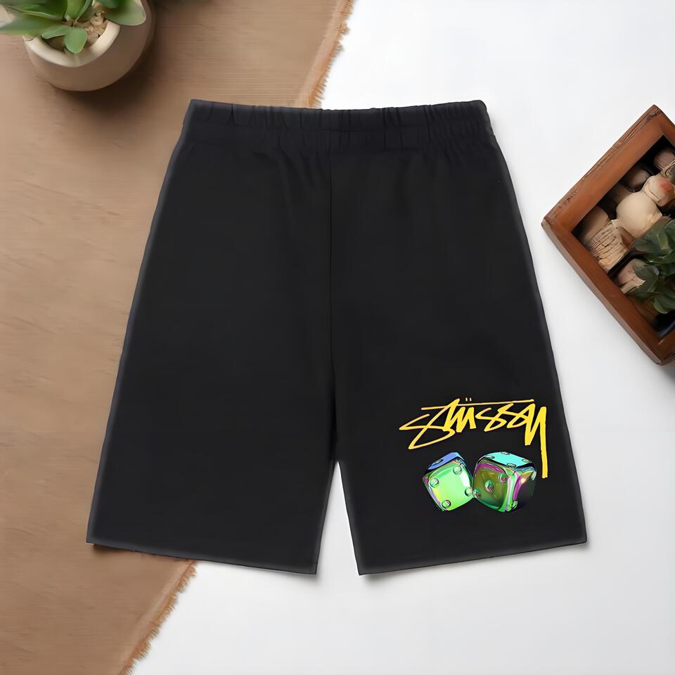 Stussy Black Casual Loose Fit Shorts for Men and Women