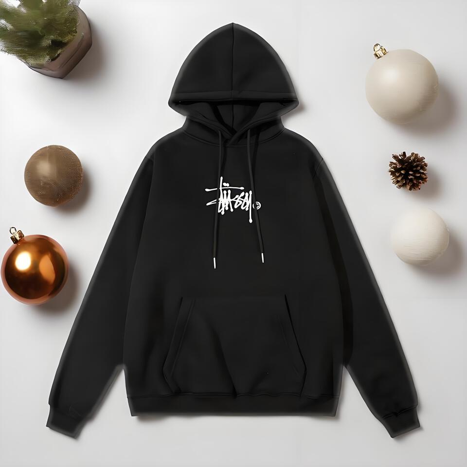 Stussy Black Cotton Classic Graffiti Hoodie
