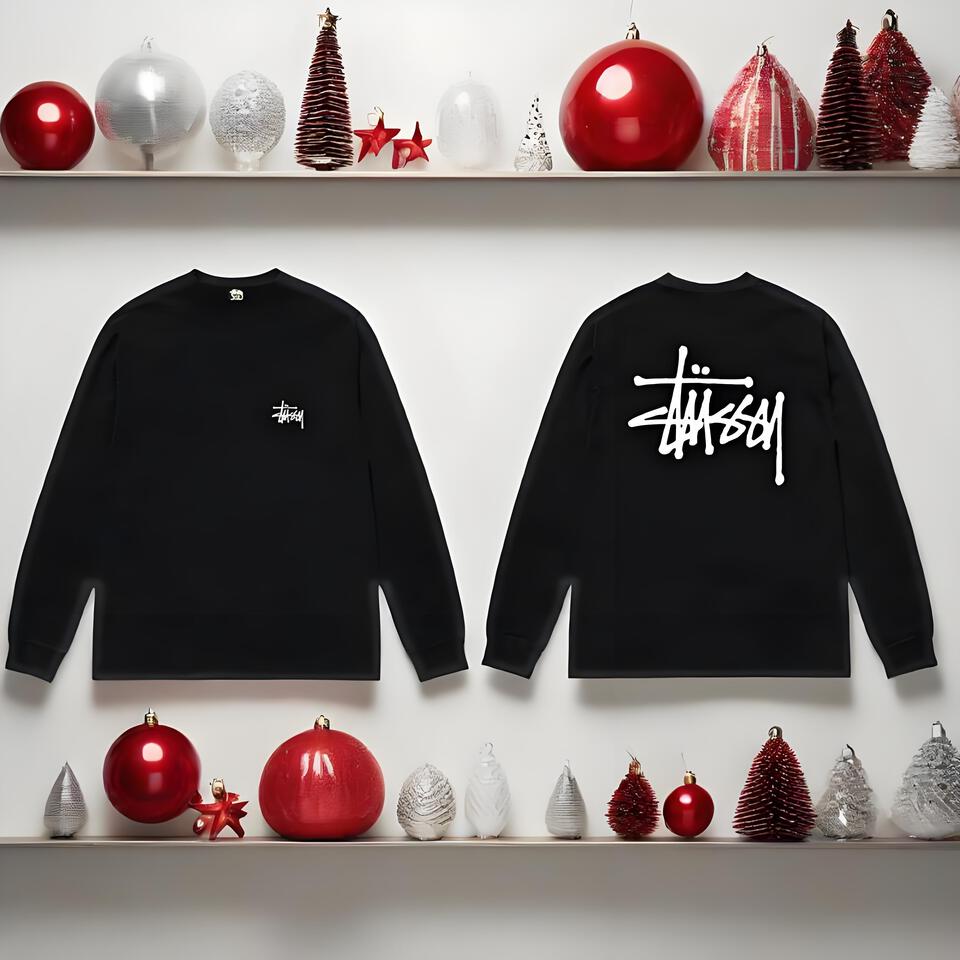 Stussy Black Cotton Graffiti Long Sleeve Tee Streetwear