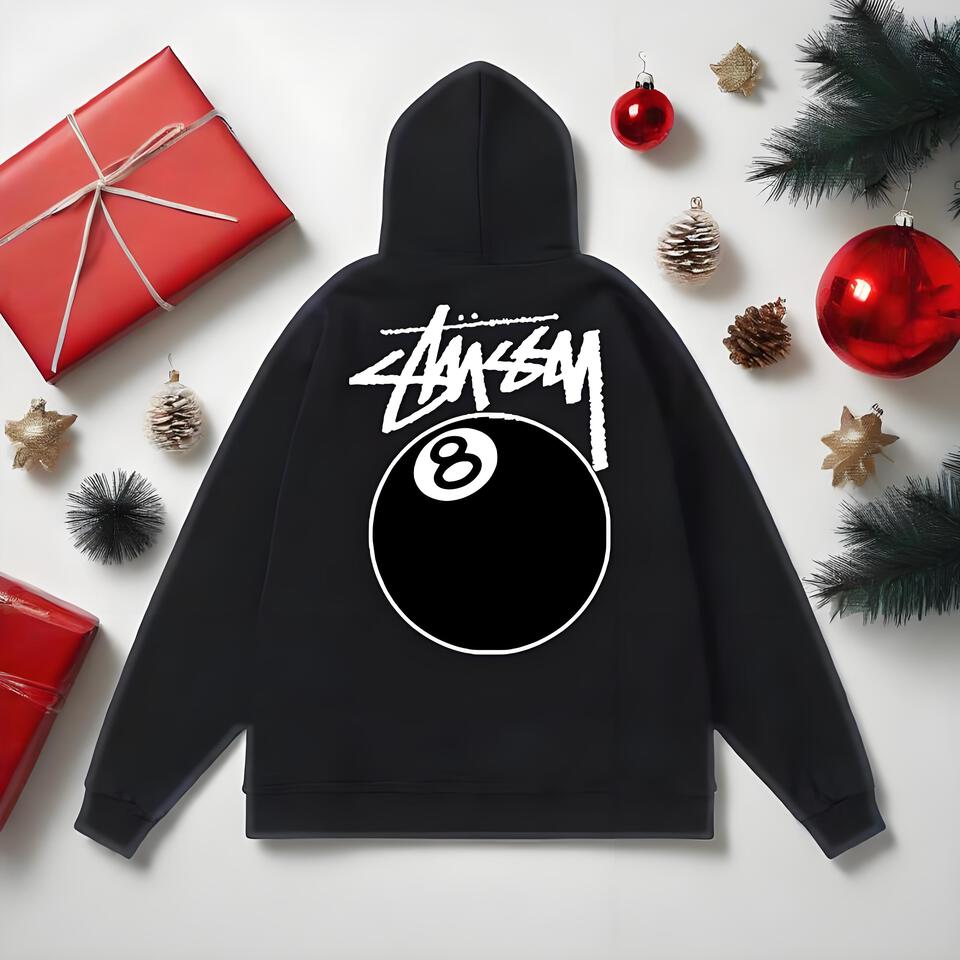 Stussy Black Cotton Hoodie Street Print Unisex