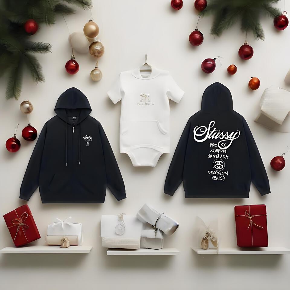 Stussy Black Cotton Hoodie Unisex Streetwear Essential