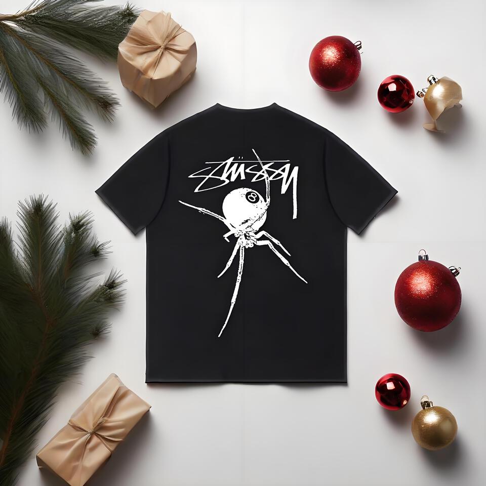 Stussy Black Cotton Loose Street Print T-Shirt