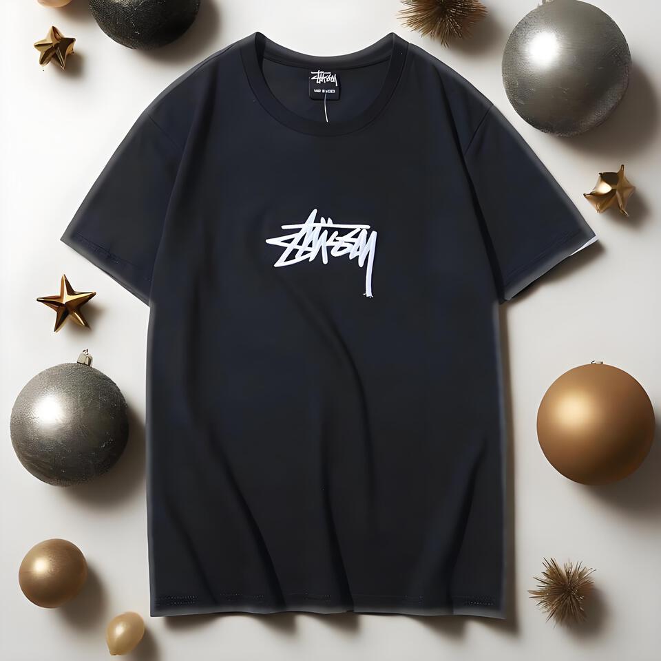 Stussy Black Cotton Oversized Short Sleeve T-Shirt