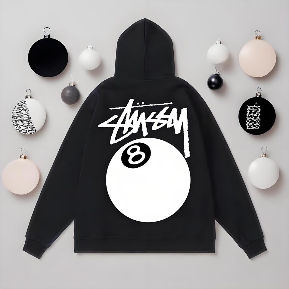 Stussy Black Cotton Oversized Street Hoodie