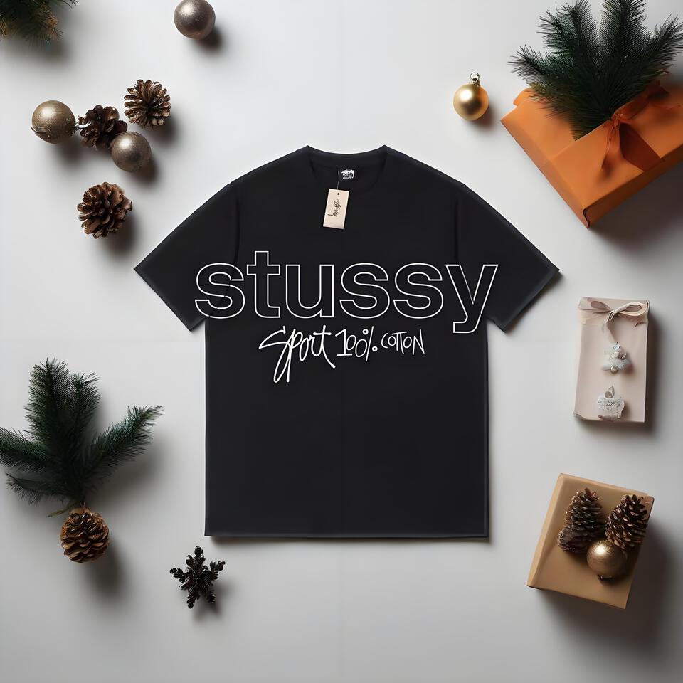 Stussy Black Cotton Street Short Sleeve T-Shirt