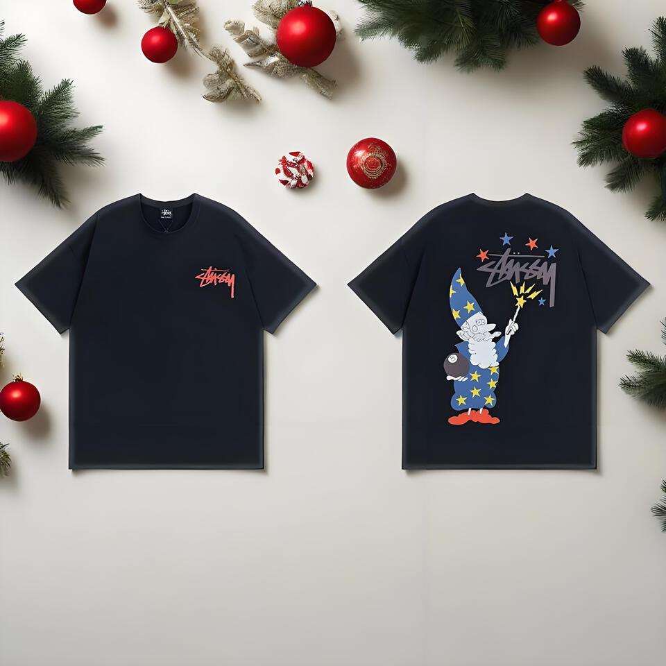 Stussy Black Cotton Unisex T-Shirt Casual Wear