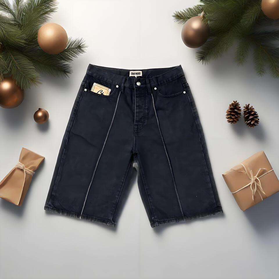 Stussy Black Denim Shorts | Loose Fit Men's Streetwear | Vintage Washed Jeans Shorts