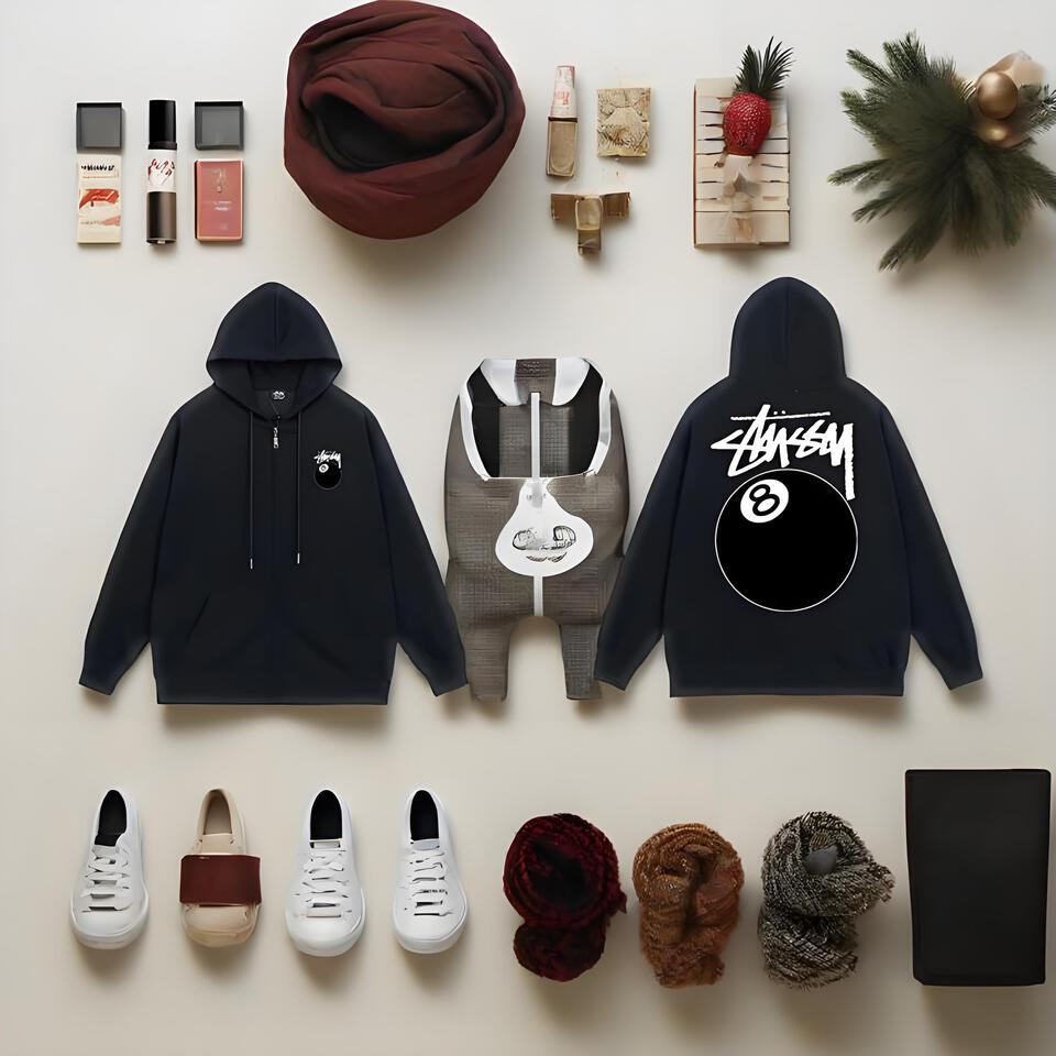 Stussy Black Hoodie Unisex Graffiti Streetwear Loose Fit Casual