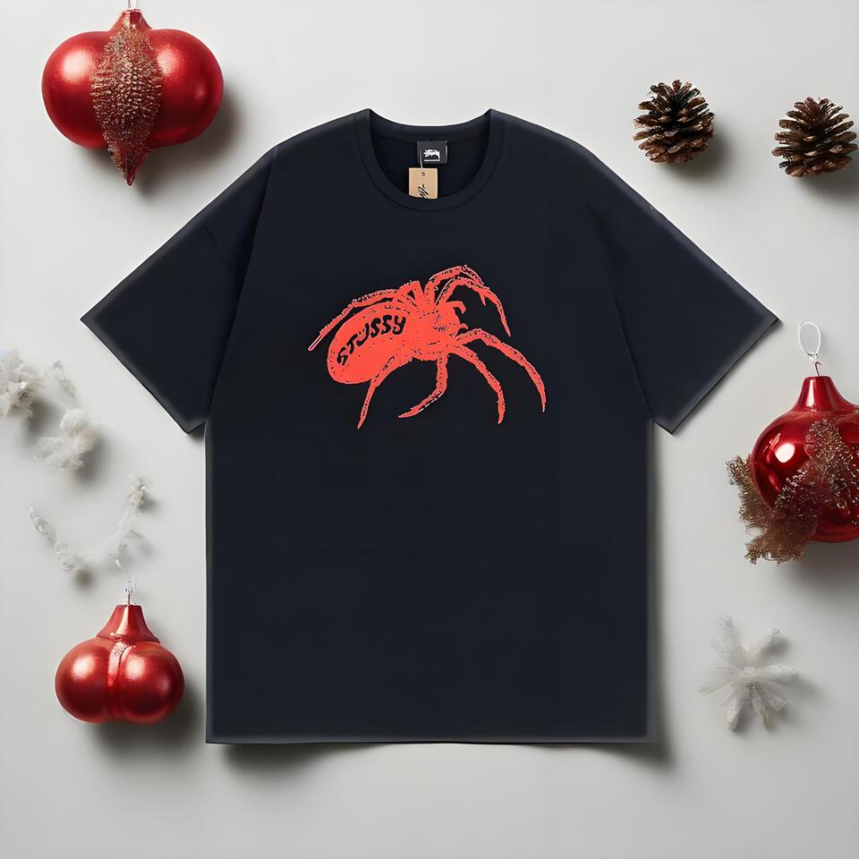 Stussy Black Loose-Fit Cotton Short Sleeve T-Shirt