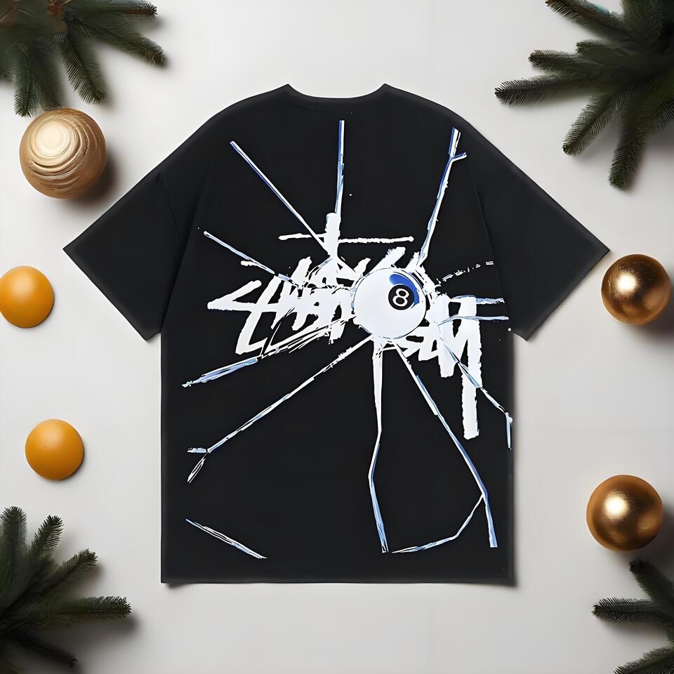 Stussy Black Loose Fit Cotton Tee Street Graffiti Style