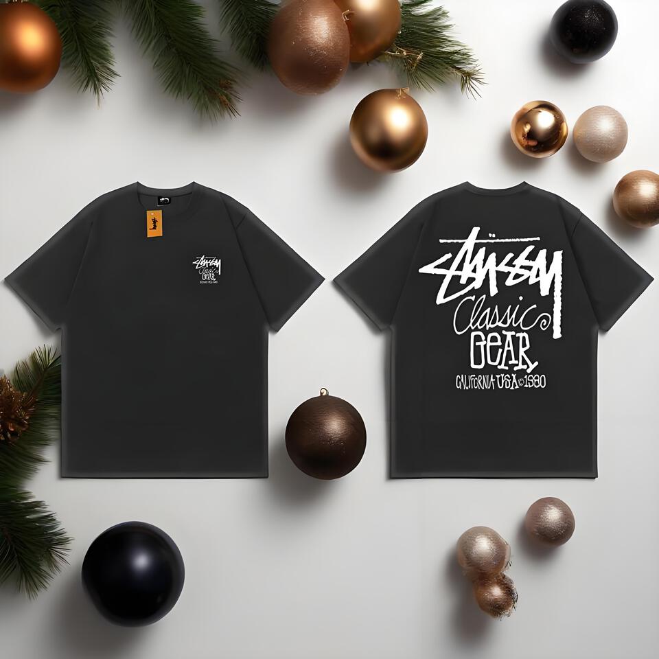 Stussy Black Loose Fit Cotton Tee Street Graffiti Unisex